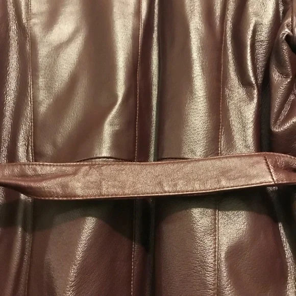 Vintage 90s Women Oscar Piel Dark Burgundy Genuine 100% Leather Jacket Coat 2XL - Picture 5 of 13